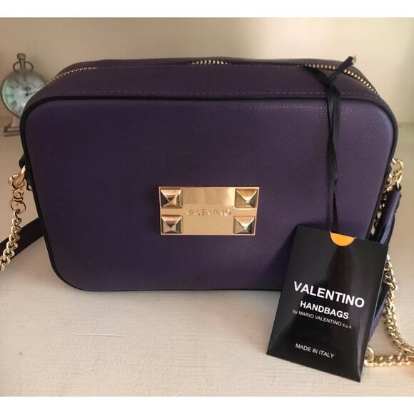 COPY - VALENTINO Babette Studded Leather Chain Strap Camera Bag Blackberry Purp… - Picture 15 of 16